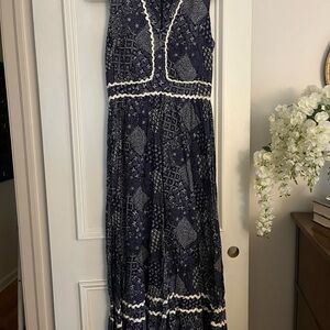 Vintage 1970s Blue and White Maxi